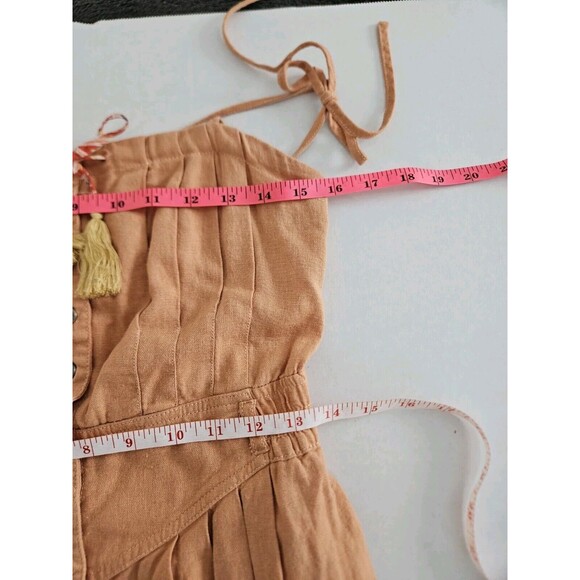 FREE PEOPLE CORAL ROSALYN JUMPSUIT SZ 2 No Belt Boho linen - Picture 10 of 10